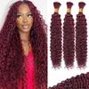 100g 3 Bundles/Pack Burgundy Human Braiding Hair for Boho Braids 14 Inch Curly Boho Hair for Braiding Knotless 12A Deep Wave Bulk Bohemian Color 99J view 1