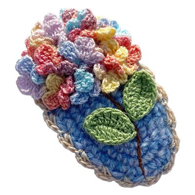 Coolideas handmade micro-hook crocheted hair barrettes yarn Handcrafted fine crocheted hair clips, creative hand made knitted side hair accessories for female (#13 Hydrangea)