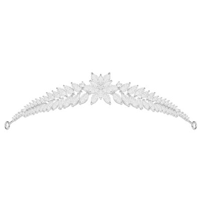 14K Gold Luxe Camellia Crown Headdress, Hypoallergenic Moissanite Hair Accessory, Ideal Gift for Banquet Evening or Special Woman (Style 113.5 * 2.5cm*25g)