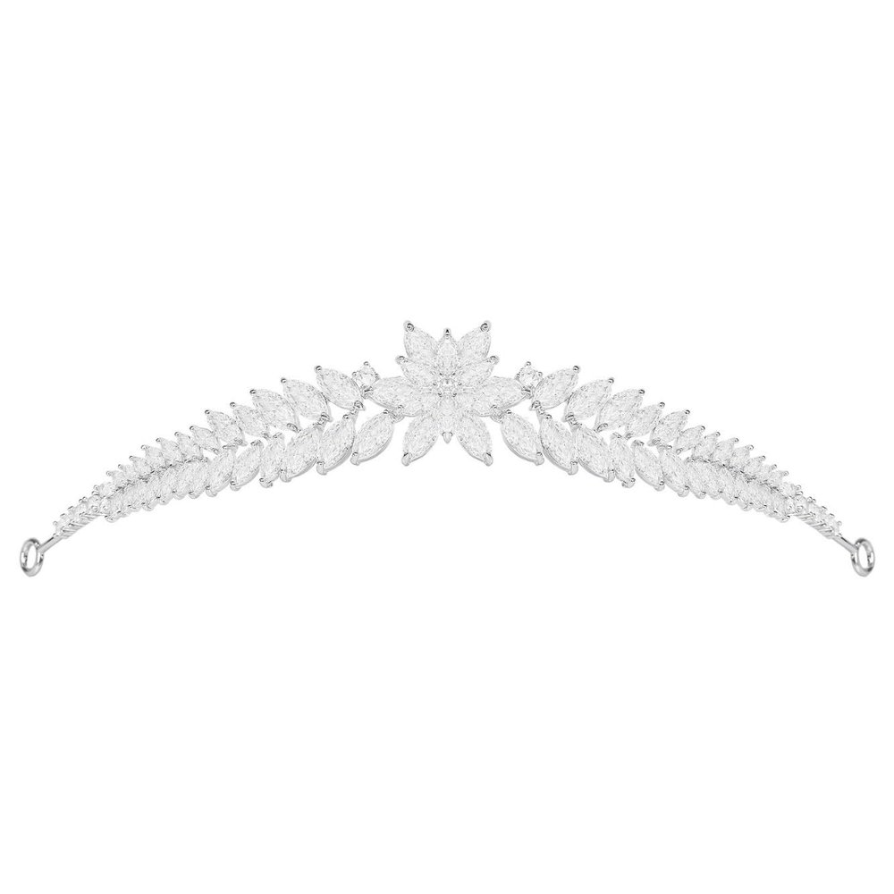 14K Gold Luxe Camellia Crown Headdress, Hypoallergenic Moissanite Hair Accessory, Ideal Gift for Banquet Evening or Special Woman (Style 113.5 * 2.5cm*25g)