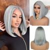 12 Inch Silver Grey Short Straight Bob Wigs Human Hair Short Straight Grey Bob Wig 13x4 HD Lace Front Bob Wigs 180% Density Pre Plucked With Baby Hair for Women view 1