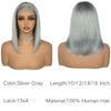 12 Inch Silver Grey Short Straight Bob Wigs Human Hair Short Straight Grey Bob Wig 13x4 HD Lace Front Bob Wigs 180% Density Pre Plucked With Baby Hair for Women view 2