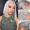 12 Inch Silver Grey Short Straight Bob Wigs Human Hair Short Straight Grey Bob Wig 13x4 HD Lace Front Bob Wigs 180% Density Pre Plucked With Baby Hair for Women view 3