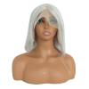 12 Inch Silver Grey Short Straight Bob Wigs Human Hair Short Straight Grey Bob Wig 13x4 HD Lace Front Bob Wigs 180% Density Pre Plucked With Baby Hair for Women view 4