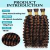 100g 3 Bundles/Pack Ombre Brown Human Braiding Hair for Boho Braids 24 Inch Curly Boho Hair for Braiding Knotless 12A Deep Wave Bulk Bohemian Color P1B/30 view 2