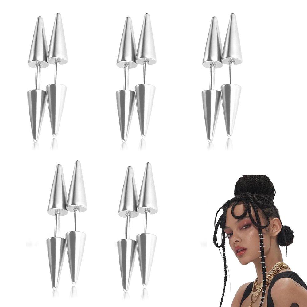 10PCS Goth Hair Accessories Spikes for Braids Punk Rock Festival Clips Gothic Hair Clip Set for Women Men Edgy Alt Grunge Braided Hair Accessories