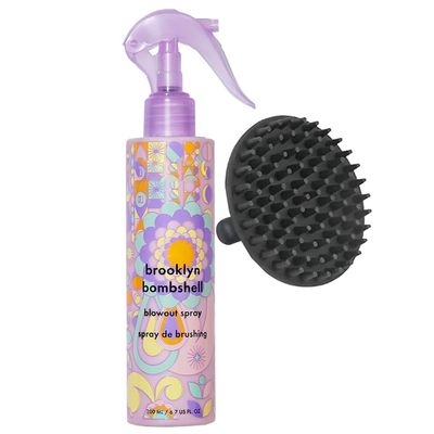 Amikaa Brooklyn Bombshell Blowout Spray 6.7 oz with Scalp Shampoo Brush  Volumizing Heat Protectant for Fine to Medium Hair, Blowout Mist for Body & Shine