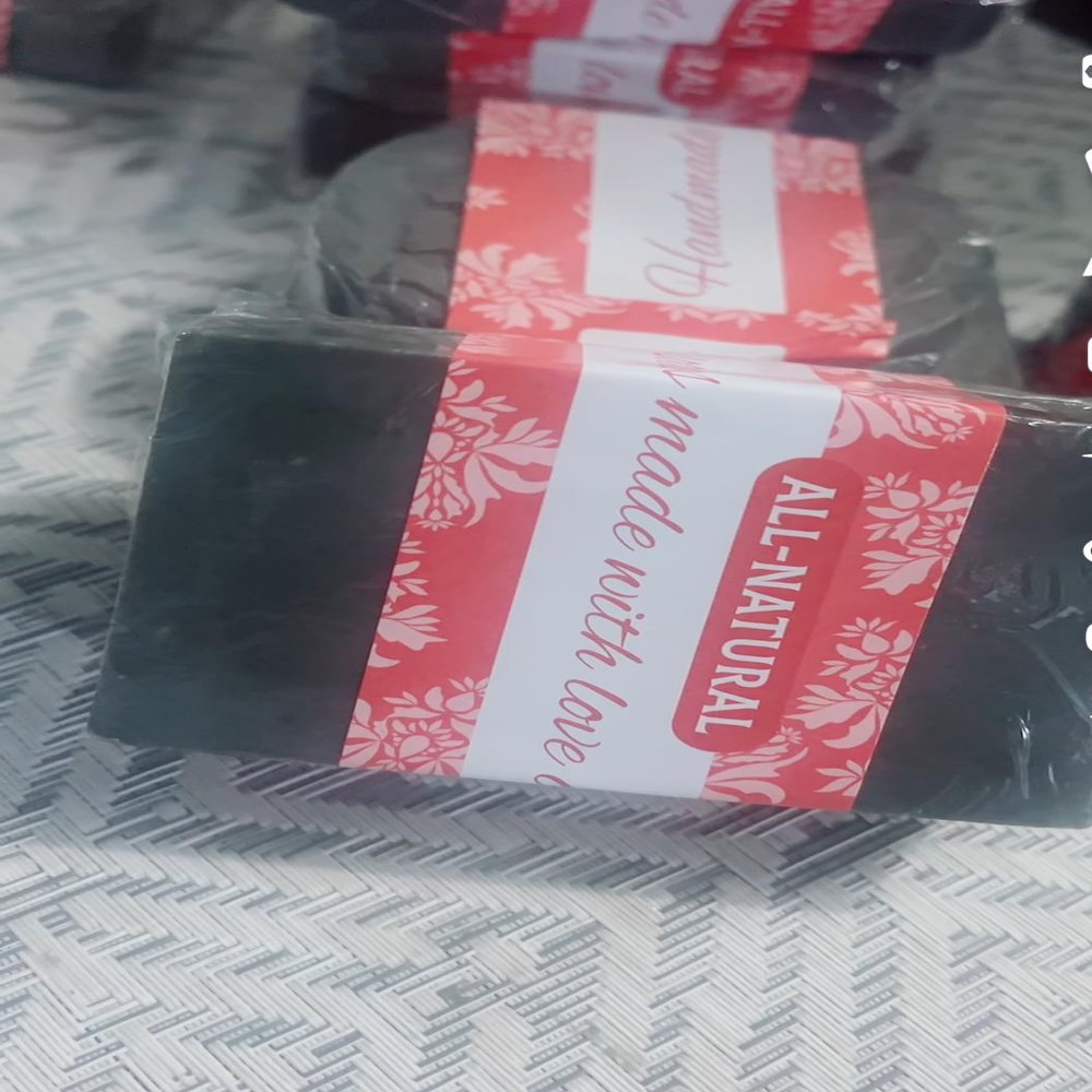 Natural Activated Charcoal Soap Bar with Turmeric, Goat Milk, Shea Butter, Cocoa Butter, Almond, Eucalyptus.