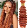 Fabimiya 12A Human Hair Bulk 18Inch Deep Wave bulk human braiding hair for boho braids 100% Unprocessed Brazilian Virgin Human Hair Extensions Quick Weave Human Hair 350# Color