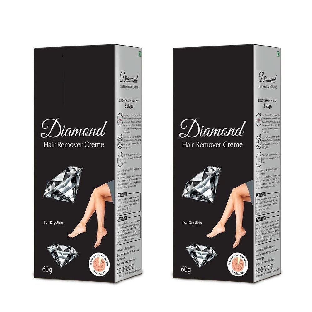 Diamond Hair Remover Cream For dry Skin - Bikini Hair Removal Cream For Women & Girls |Suitable for Legs, Underarms & Bikini Line (Pack of 2 (60g X 2))