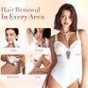 Bikini Trimmer for Women, 2 in 1 Electric Shaver for Women, Pubic Hair Trimmer Waterproof IPX7 with LED, Bikini Razor for Leg Arm Underarm Bikini Area, Pull Bows Gift Box for Friends - Shell White view 4