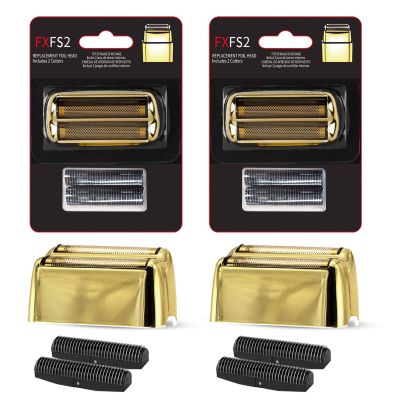 OXSITO 2Pack Golden Pro Replacement Foil and Cutters for Babylis FXFS02 Series MetalFX Double Foil Shavers