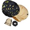 2Pcs Genergy Luxury Satin lined Shower Cap Waterproof Adjustable Baths Bonnet Reusable Extra Large Double Layers and Reversible Elastic Bath Hair Shower Caps for Women view 1