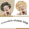 2Pcs Genergy Luxury Satin lined Shower Cap Waterproof Adjustable Baths Bonnet Reusable Extra Large Double Layers and Reversible Elastic Bath Hair Shower Caps for Women view 4