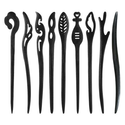 10pcs Wooden Hair Sticks for Women - Vintage Chinese Bun Hairpins, Japanese Hair Chopsticks for Long Hair, Handmade Hair Sticks for Bun Maker, Hanfu & Chignon Accessories