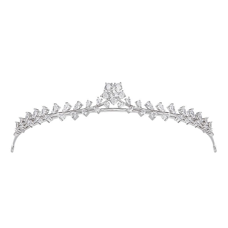 14K Gold Luxe Bridal Tiara Crown, Elegant Moissanite Wedding Hair Headdress, Ultimate Gift for Bride's Special Day & Bridal Party (Style 3(13.7 * 2.5cm*33g))