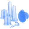 BBTO Silicone Facial Cupping Set, Vacuum Massage Cup Kit for Body, Face, Neck, Back, and Eye, 6 Cups and Exfoliating Brush(Blue) view 1