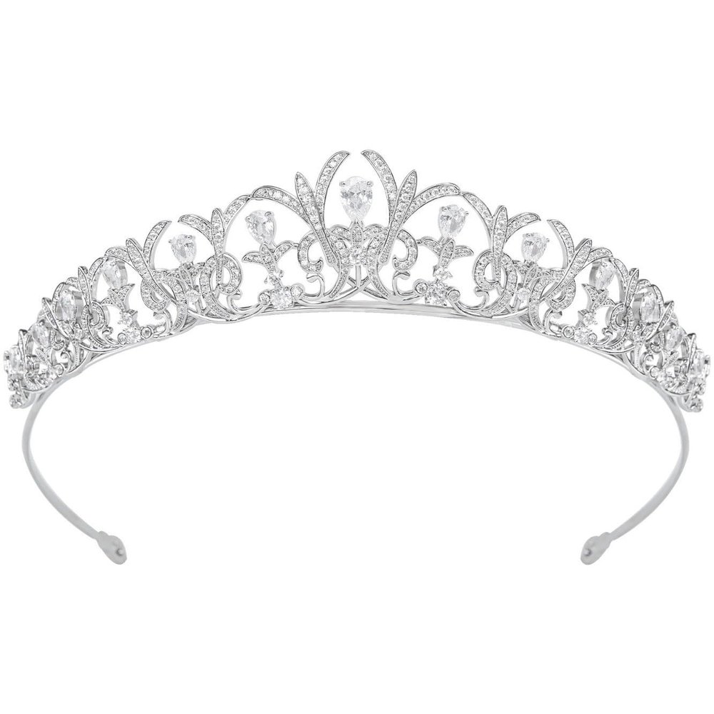 14K Gold Luxe Bridal Tiara Crown, Elegant Moissanite Wedding Hair Headdress, Ultimate Gift for Bride's Special Day & Bridal Party (Style 2(13.4 * 3.1cm*42g))