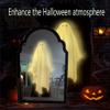 2025 Halloween Hologram Ghost Mirror  LED Spooky Haunted Mirror with Creepy Eyes, Indoor Halloween Wall Decor for Bedroom, Living Room, Fireplace, DIY Haunted House Props (Wavy Border, White Light) view 2