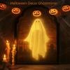 2025 Halloween Hologram Ghost Mirror  LED Spooky Haunted Mirror with Creepy Eyes, Indoor Halloween Wall Decor for Bedroom, Living Room, Fireplace, DIY Haunted House Props (Wavy Border, White Light) view 3