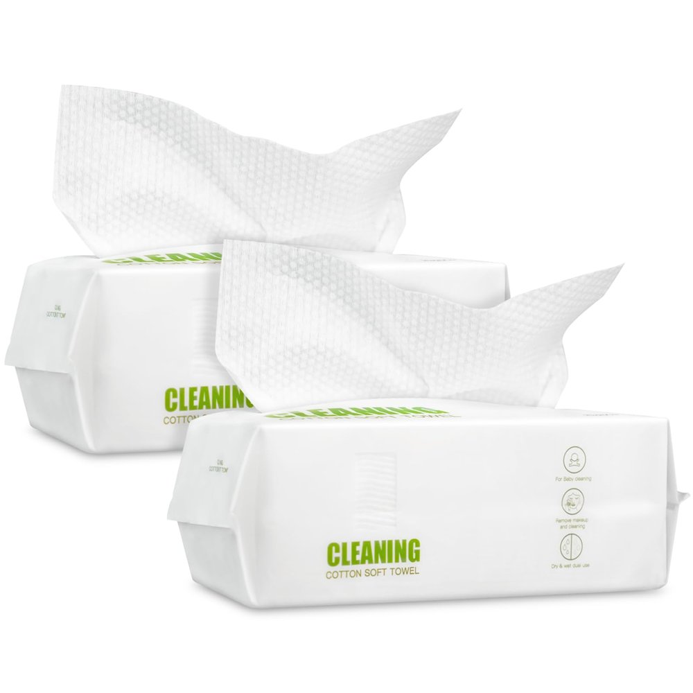 120 Count Disposable Face Towels, 100% Biodegradable Facial Wipes for Sensitive Skin, Extra Soft & Thick Dry Wipes for Face Washing, Skincare, Makeup Removal, Lint-Free Face Cloths