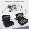 Adazzo Large Makeup Bag, 3 Layers 17 Makeup Case Organizer with Mirror Professional Cosmetic Storage Backpack Box Travel Artist Carrying Vanity Bags with Brush Slot/Shoulder Strap/Attach to Suitcase view 4