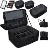 Adazzo Extra Large Makeup Case 8.5 Deep Professional Cosmetic Organizer Box Brush Holder with 3 Clear Set Bags/Lipstick Plate for Makeup Artists with Shoulder Strap/Adjustable Dividers/Luggage Sleeve view 1