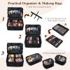 Adazzo Extra Large Makeup Case 8.5 Deep Professional Cosmetic Organizer Box Brush Holder with 3 Clear Set Bags/Lipstick Plate for Makeup Artists with Shoulder Strap/Adjustable Dividers/Luggage Sleeve view 3