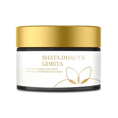 Shata Dhauta Ghrita - Natural Desi Ghee Anti Aging Night Cream for Women & Men (100 Times Washed Ghee) | Even Skin Glow, Nourishing & Moisturising Ayurveda Cream - 25 Gms