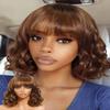 Beauty Forever Bob Wig Human Hair with Bangs Loose Body Wave Glueless 4x2 HD Lace Chestnut Chocolate Brown with Highlight Pre Plucked Bob Wear and Go Short Wigs Beginner Friendly 150% Density 12inch view 1