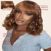 Beauty Forever Bob Wig Human Hair with Bangs Loose Body Wave Glueless 4x2 HD Lace Chestnut Chocolate Brown with Highlight Pre Plucked Bob Wear and Go Short Wigs Beginner Friendly 150% Density 12inch view 2