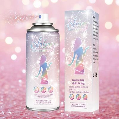 AOAZXBB Body Glitter Spray Holographic Shiny Spray for Hair Body Clothes Glitter Highlighter Powder for Festival Rave Prom Party, 4.22 Fl Oz, Pink