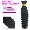 100 Percent Human Braiding Hair for Boho Braids 110g 20 Inch 12A Deep Water Wave Bulk Human Hair for Braiding Extensions Bohemian Curly Braids No Weft 3 Bundles Knotless Wet and Wavy Natural Color view 4