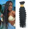 100 Percent Human Braiding Hair for Boho Braids 110g 22 Inch 12A Deep Water Wave Bulk Human Hair for Braiding Extensions Bohemian Curly Braids No Weft 3 Bundles Knotless Wet and Wavy Natural Color view 1
