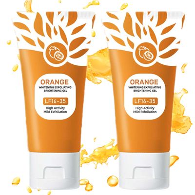 Orange Enzymes Exfoliating Gel for Face & Body,Mild Exfoliating Orange Gel Scrub with Deep Cleansing,Blackhead Removal,Moisturizing Facial Exfoliator for All Skin Types (2pc, 1.7oz)
