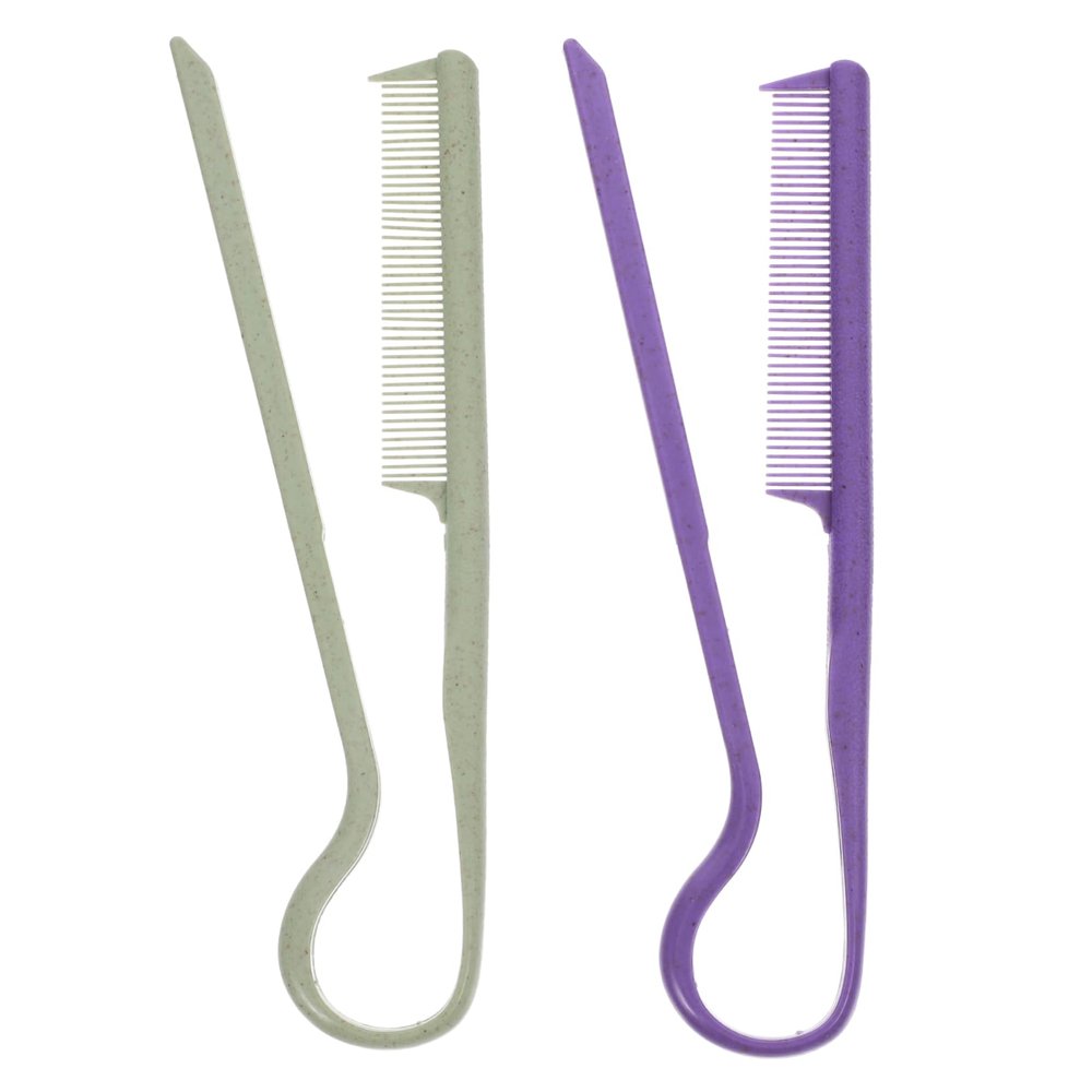 Hair Comb 2pcs Shaped Hair Straightening Comb Fine Tooth Hairdressing Brushes for Knotty Hair Durable Plastic Styling Combs for Home Travel and Professional Use(Assorted Color)