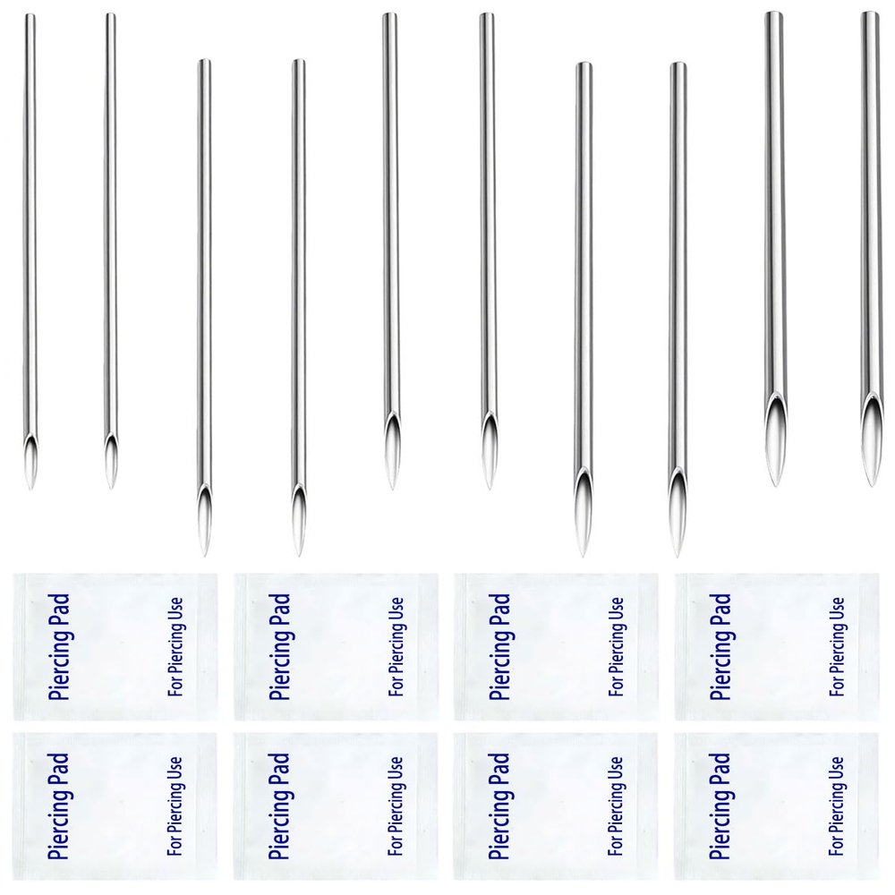 Ear Piercing Needles Kits Disposable Surgical Stainless Steel Body Piercing Needles for Nose Septum Ear Tragus Helix Labret Nipple Lip Navel (12-14-16-18-20G-white)