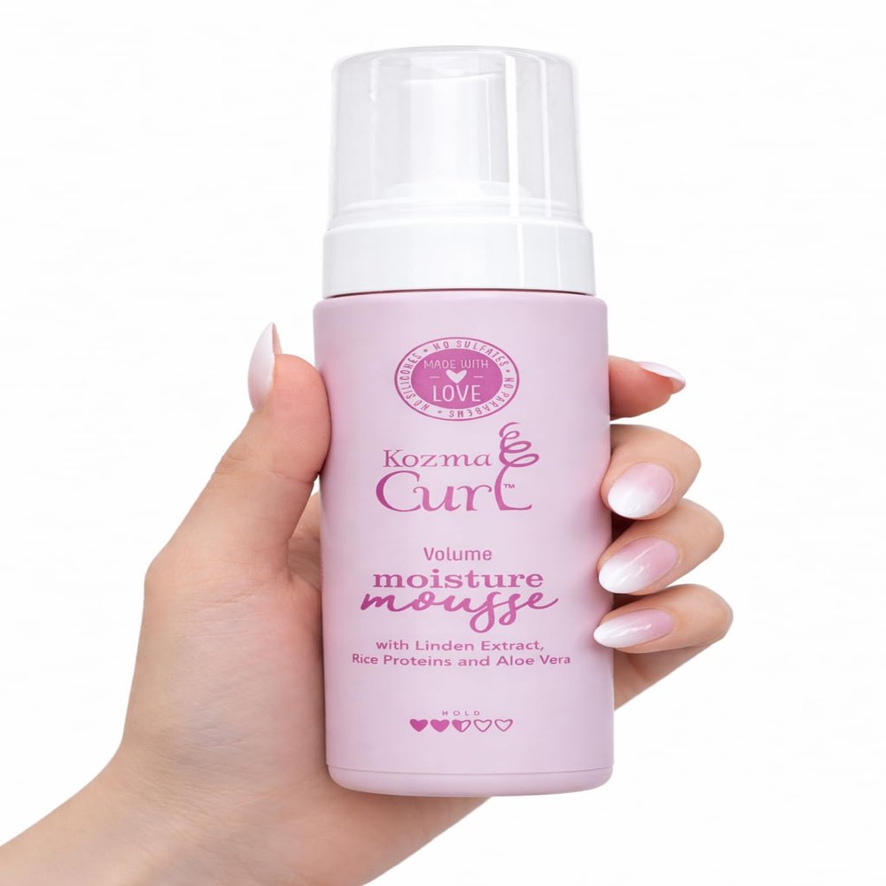 Kozma Curl Volumizing Mousse 200 ml Lightweight Curl Mousse for Curly & Wavy Hair, Anti-Frizz Curl Defining Foam, Soft Hold Hair Mousse for Volume & Bounce, Non-Sticky, Silicone-Free