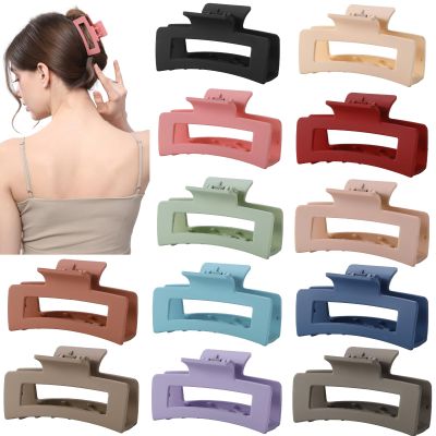 12 Pcs Square Hair Claw Clips for Women and Girls, 3.5 Inch Medium Jaw Clips for Thick and Thin Hair, Colorful Non-Slip Matte Hair Clips, Bulk Hair Accessories for Daily Use and Gifting