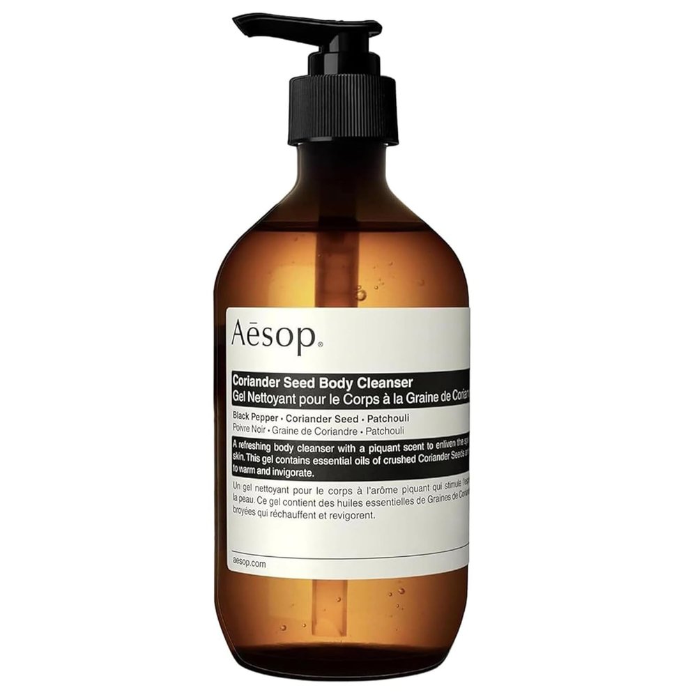 Aesop Coriander Seed Body Cleanser | Refreshing & Invigorating | Spicy, Woody, Warm | 16.9 oz / 500mL + Eleos Nourishing Body Cleanser Sample