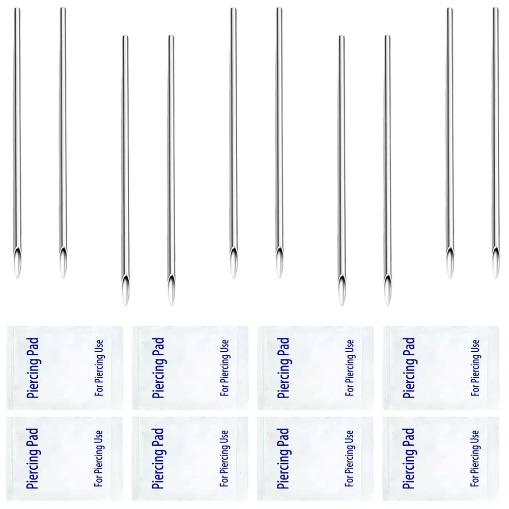 Ear Piercing Needles Kits Disposable Surgical Stainless Steel Body Piercing Needles for Nose Septum Ear Tragus Helix Labret Nipple Lip Navel (20G-white)