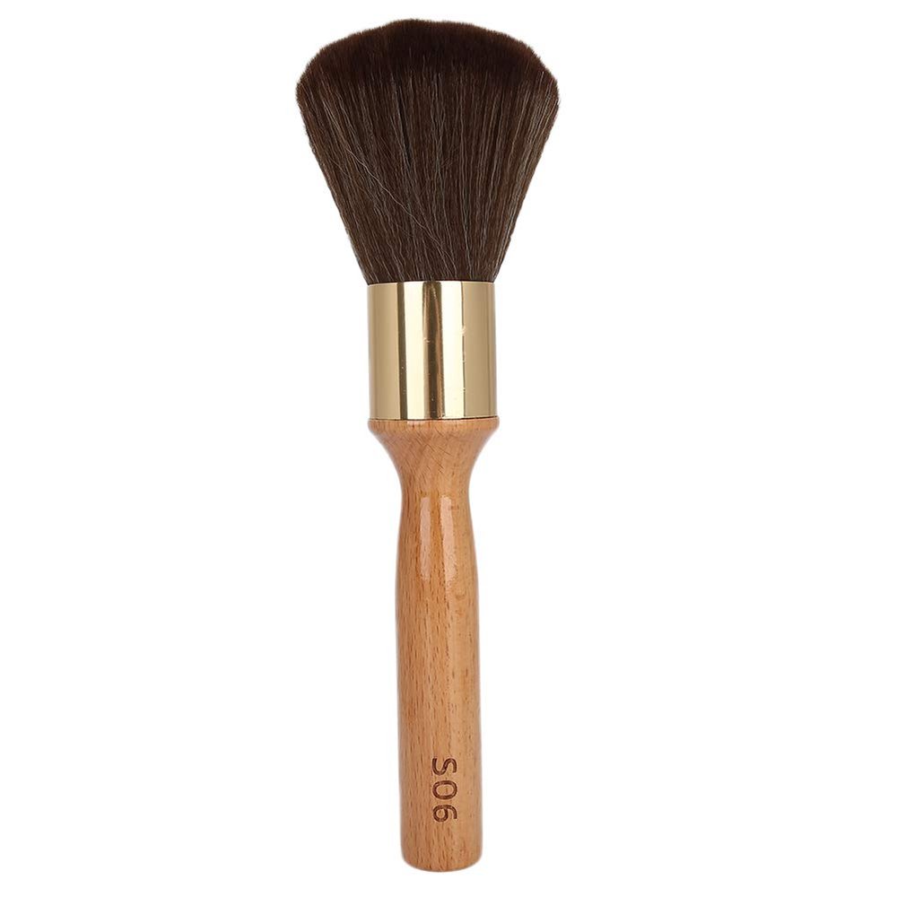 Broken Hair Sweep Long Handle Brush, Professional Hairdressing Tool, Soft Fiber Hair for Gentle Cleaning, Durable Wood and Metal Rings Construction, Ideal for Barber Shop Use