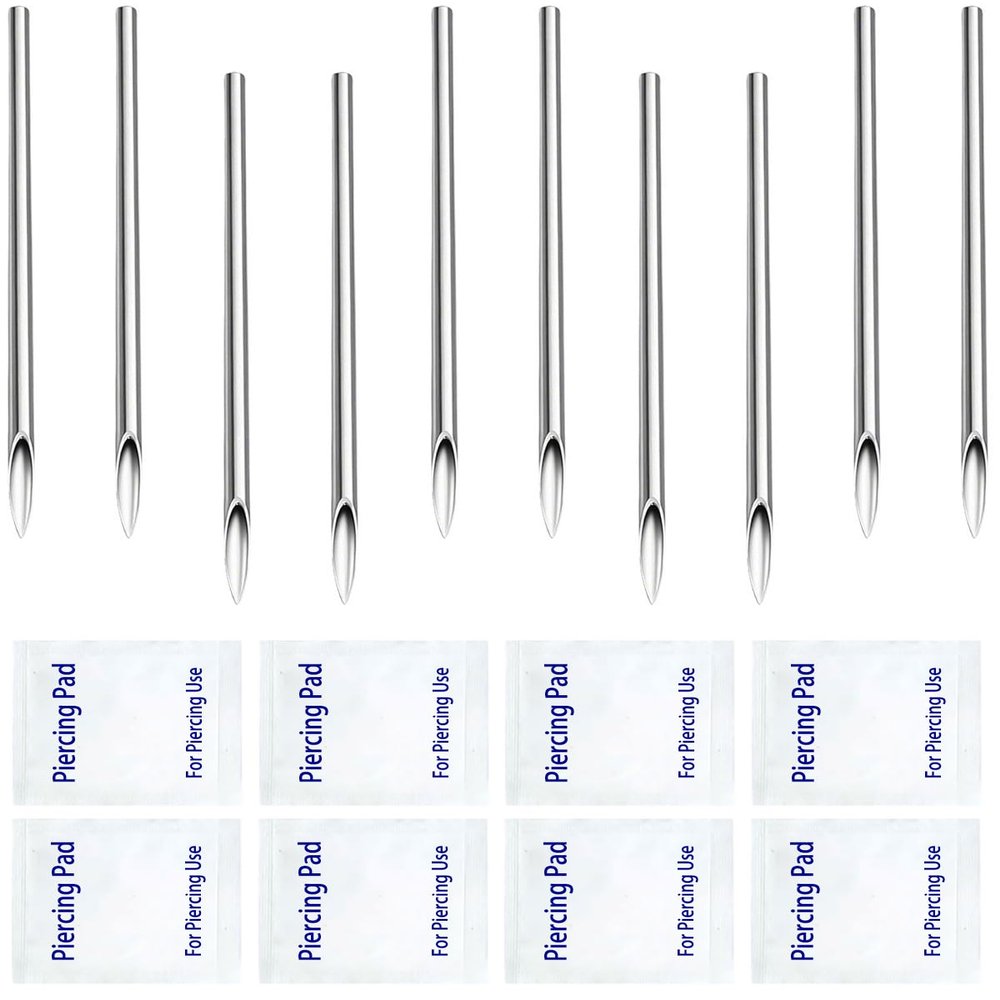 Ear Piercing Needles Kits Disposable Surgical Stainless Steel Body Piercing Needles for Nose Septum Ear Tragus Helix Labret Nipple Lip Navel (12G-white)