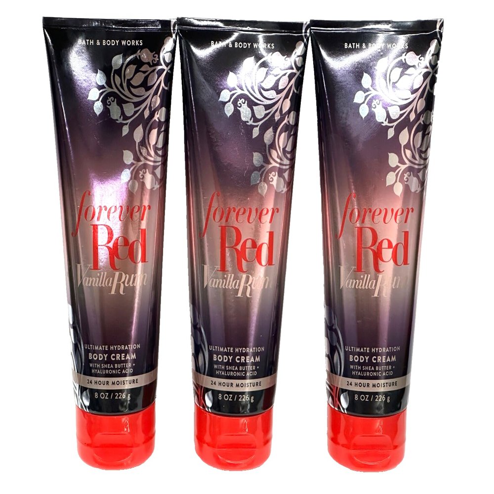 3 FOREVER RED VANILLA RUM CREAM Lotion bath body 8 oz