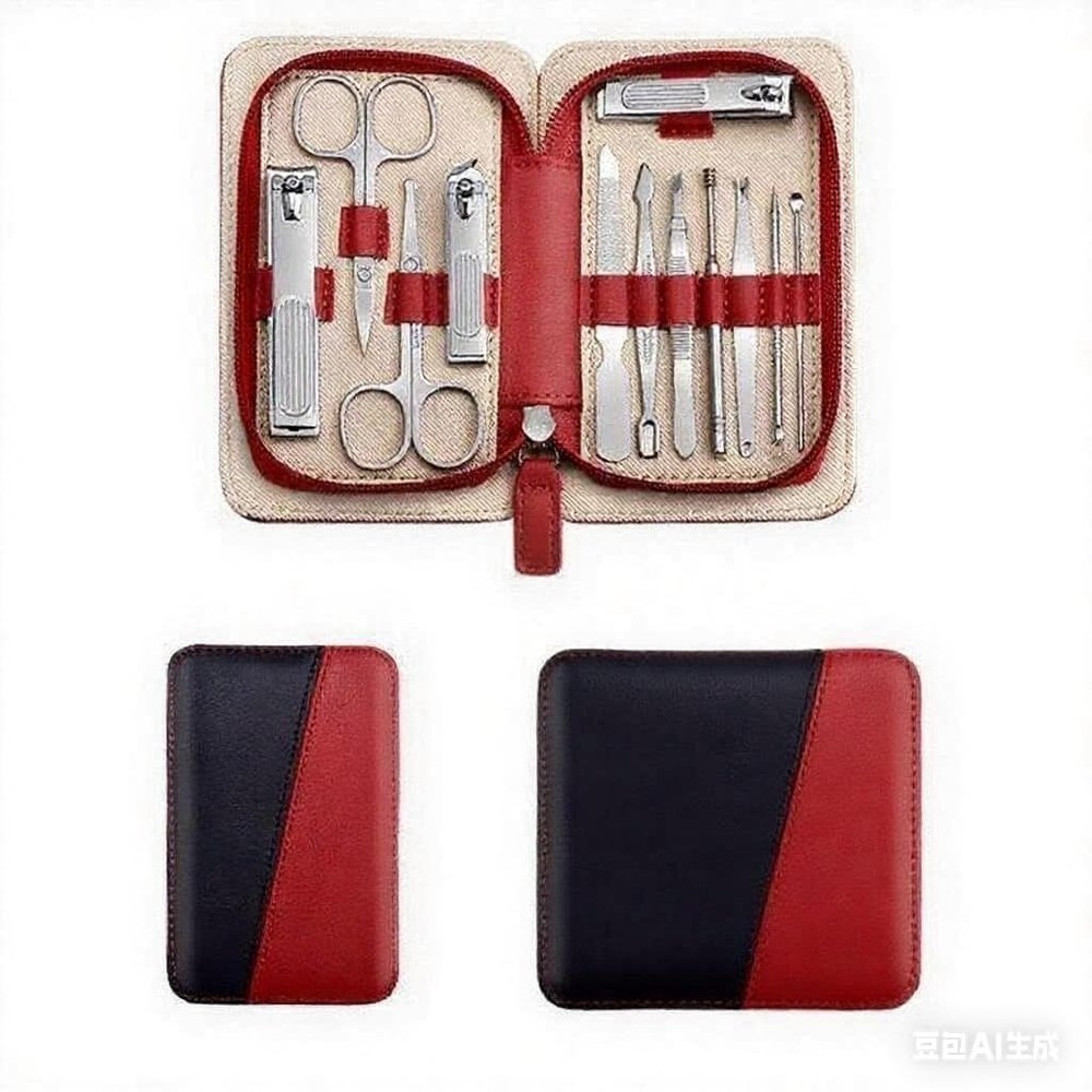 12-Piece Nail Clipper Set, Professional Manicure & Pedicure Kit with Ergonomic Non-Slip Handles, Stainless Steel Fingernail & Toenail Clippers, Portable Personal Care Set for Men (Black and red)