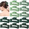 12 Pcs Green Medium Hair Claw Clips for Women, 3.5 Inch Matte Square Jaw Clips, Strong Hold Non-Slip Hair Clips for Thick and Thin Hair view 1
