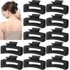 12 Pcs Medium Black Hair Claw Clips for Women, 3.5 Inch Matte Square Jaw Clips, Strong Hold & Non-Slip Hair Accessories for Thick and Thin Hair view 1
