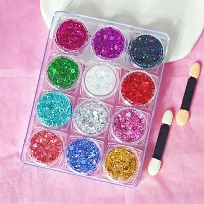 Body Glitter Face Glitter Makeup Festival Glitter, 12 Colors Face and Body Glitter Gel, Hair Glitter Gel, Body MakeupHair Glitter for Halloween Makeup Festival