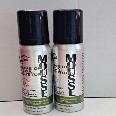 2pc Vigor0l Hair Mousse 2.5oz (73ml) Olive Oil Mega Moisture TRAVEL SIZE