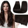 Full Shine Invisible Tape in Hair Extensions Color Dark Brown PU Wide Tape in Weft Hair Extensions Seamless Remy Double Sided Tape ins Extensions 50G 24Inch Straight Hair One Piece for Wedding view 1